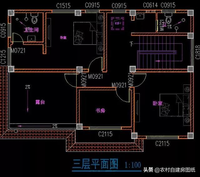 12×8米不足100平的3款別墅圖，二層、三層都有