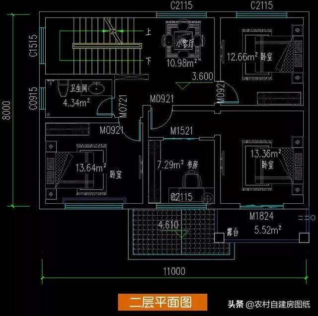 12×8米不足100平的3款別墅圖，二層、三層都有