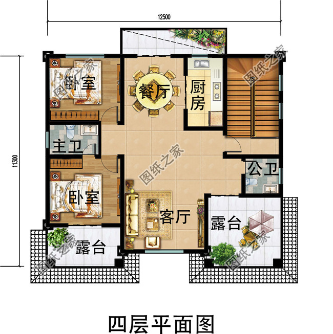 四層簡單新農村房屋設計圖紙，造價低，適合農村自建