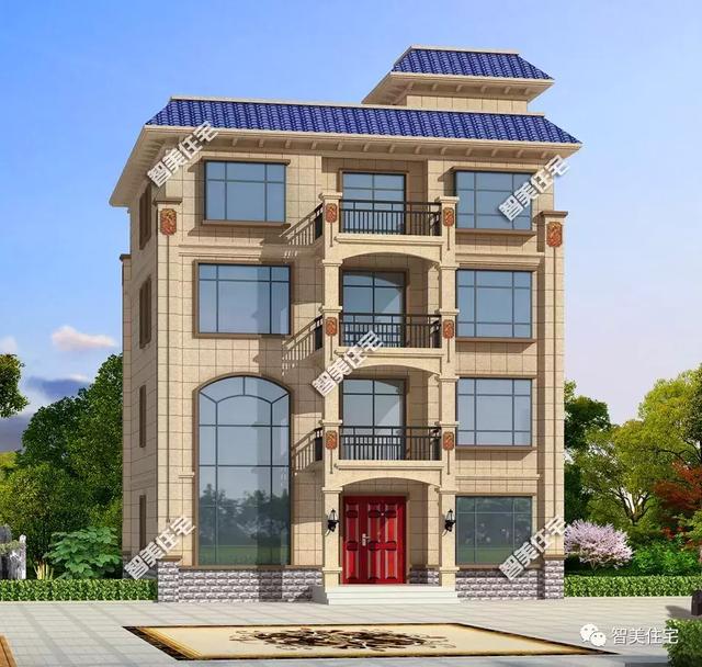 四層平屋頂設計的自建房圖，喜歡平屋頂的有福了