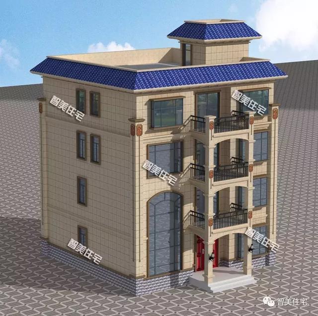 四層平屋頂設計的自建房圖，喜歡平屋頂的有福了