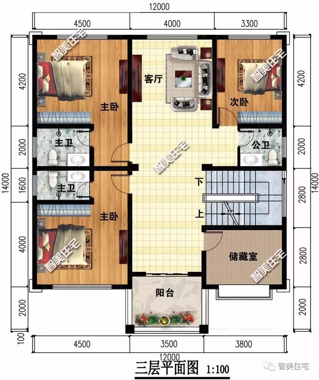 四層平屋頂設計的自建房圖，喜歡平屋頂的有福了