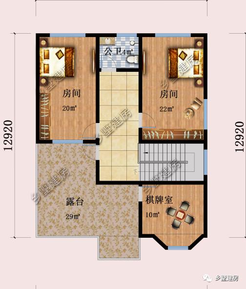鄉(xiāng)下簡歐3層別墅帶車庫戶型，農(nóng)村清爽干凈的別墅方案