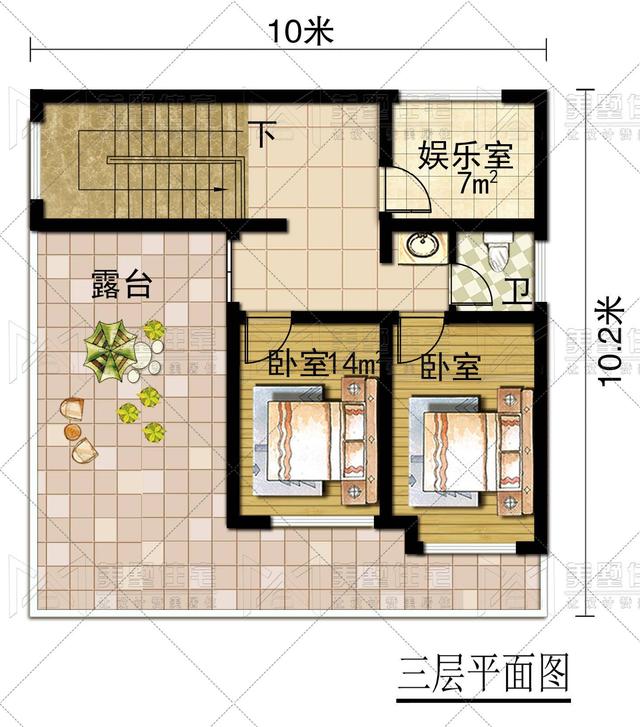 10x10.2米超現代三層小洋樓設計圖，100平方內推薦戶型