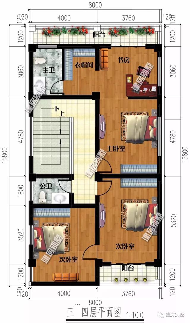 2款寬8米都的四層農村自建別墅樓房圖，不攀比合適最重要