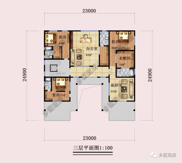 超氣派的三層中式四合院別墅圖，建一棟成村里第一