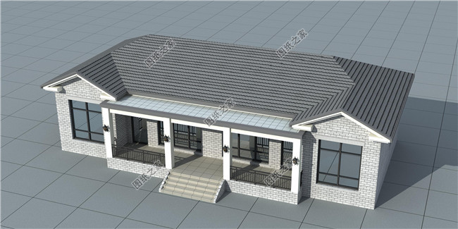 經濟實用一層雙拼農村別墅設計圖，含外觀效果圖