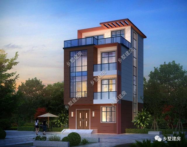 6.8X8.7米小宅基地四層別墅設(shè)計(jì)圖，現(xiàn)代感滿滿的