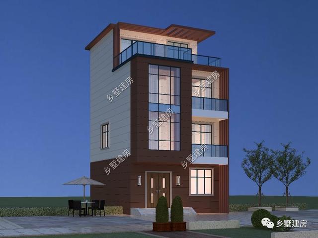 6.8X8.7米小宅基地四層別墅設(shè)計(jì)圖，現(xiàn)代感滿滿的