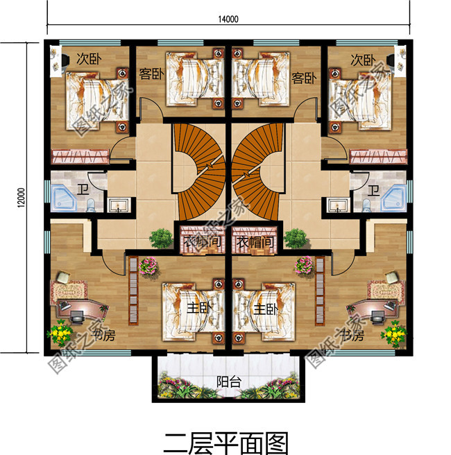 農(nóng)村簡(jiǎn)單雙拼小戶型,總面積190平方米,合理的利用了每一個(gè)空間