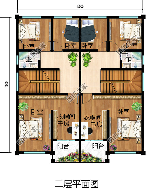 三層雙拼別墅效果圖及戶型圖，占地150平米