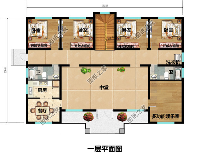 堂屋共用的三層雙拼別墅設計圖,總占地面積245平米