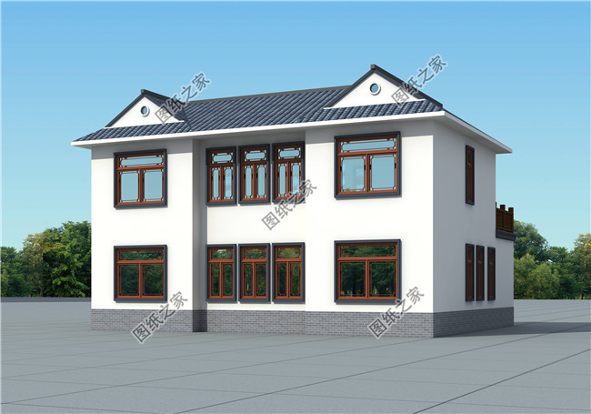 二層四合院別墅設計圖含外觀效果圖，外型設計很美