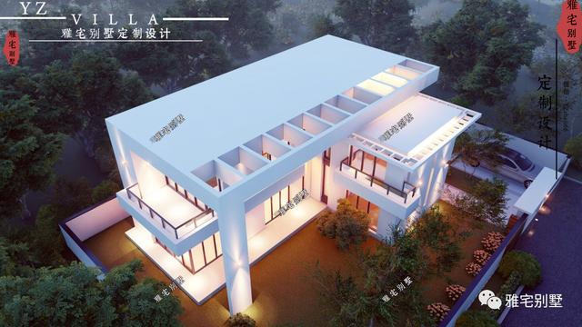 超現代二層平屋頂別墅圖片及戶型圖，超前的人才敢建