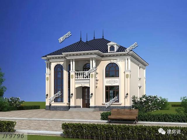 巴洛克風別墅戶型設計圖，復式樓搭配旋轉樓梯