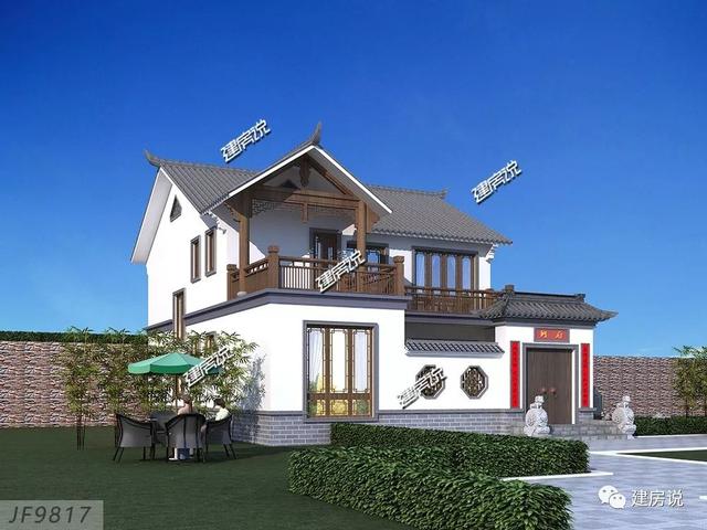 徽派中式別墅二層自建房，帶小院，花小錢，建好房