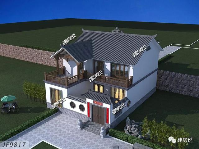 徽派中式別墅二層自建房，帶小院，花小錢，建好房