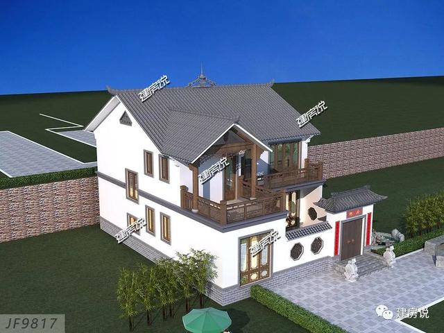 徽派中式別墅二層自建房，帶小院，花小錢，建好房
