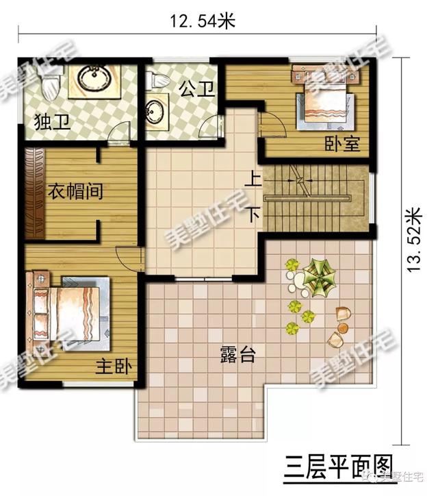 12X13米農村三層自建房設計戶型，實用的方案設計