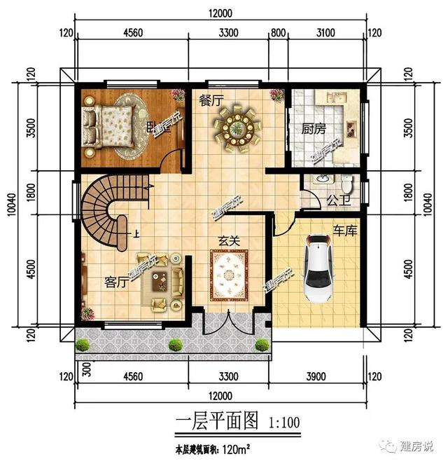 占地120平、32萬就能建好的現(xiàn)代風(fēng)別墅三層戶型圖
