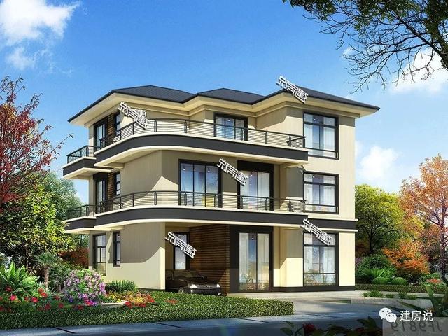 占地120平、32萬就能建好的現(xiàn)代風(fēng)別墅三層戶型圖