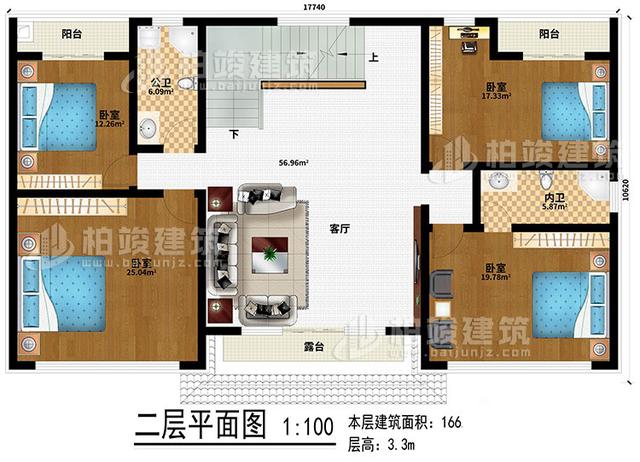 三開間2層農村別墅設計圖，占地180平米