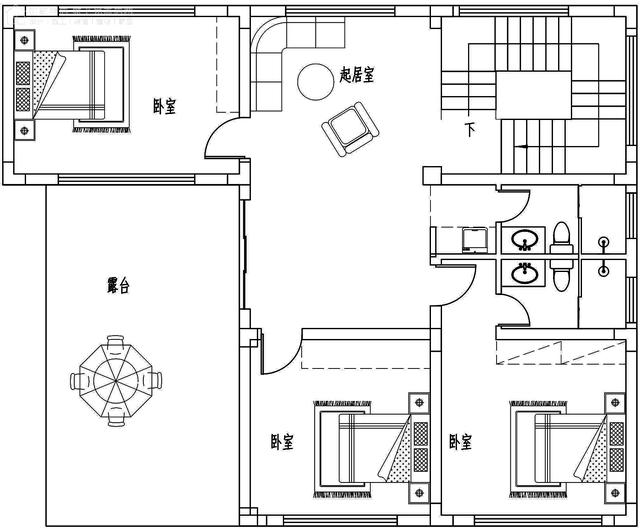 面寬14.0米進深13.5米三層大落地窗別墅圖，好看