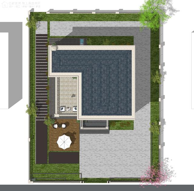 面寬14.0米進深13.5米三層大落地窗別墅圖，好看
