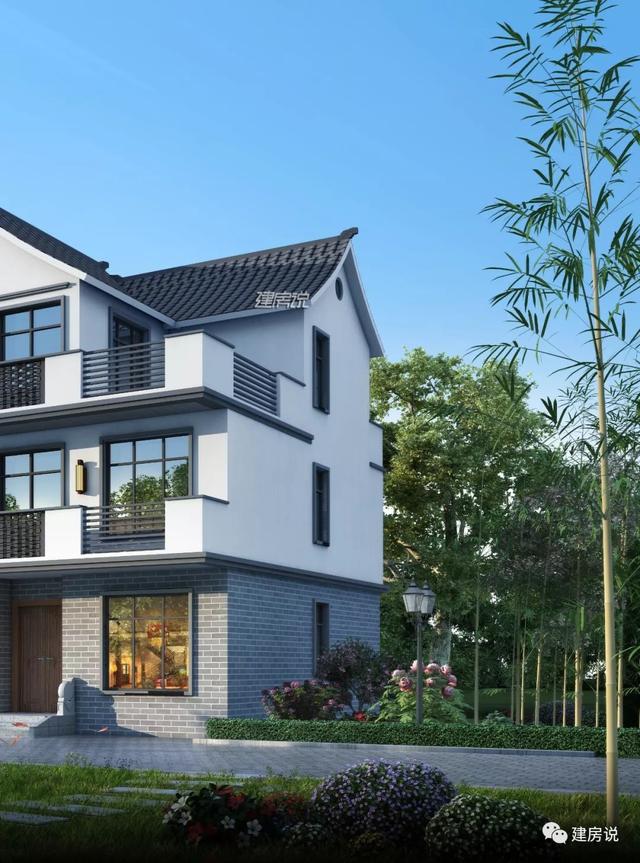 面寬11米中國(guó)風(fēng)徽派自建房別墅方案，適合鄉(xiāng)村建