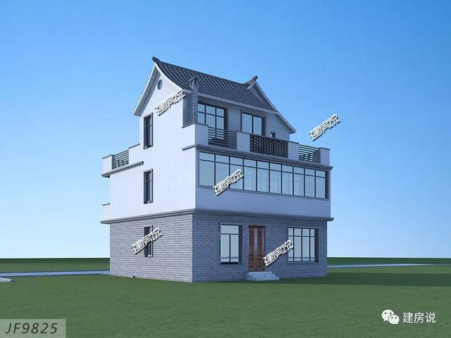 面寬11米中國(guó)風(fēng)徽派自建房別墅方案，適合鄉(xiāng)村建