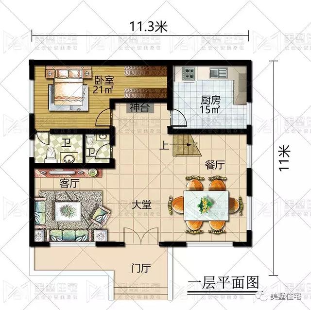 占地125平的七居室3層豪宅設計圖，人多也夠住