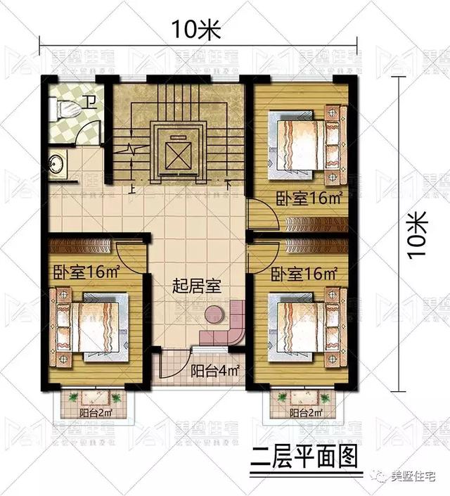 占地100平鄉村小樓圖，陽光房+大露臺，質樸簡單