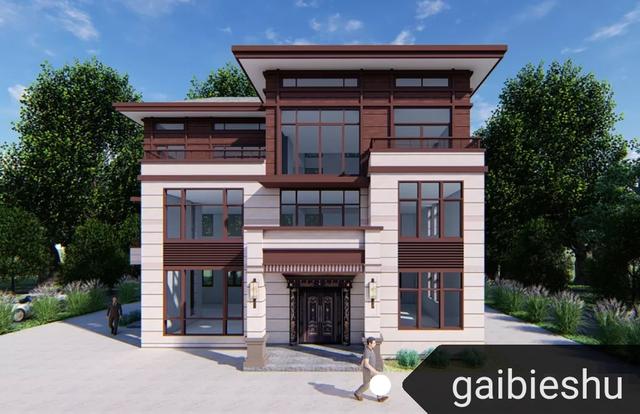 16.3m×12.3m三層平屋頂別墅設計，框架結構