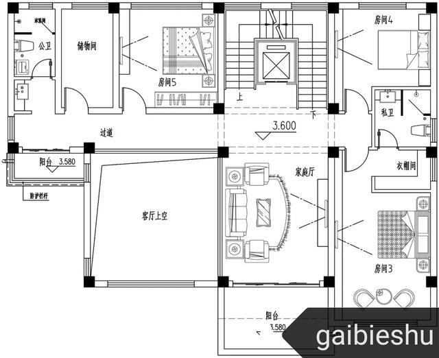 16.3m×12.3m三層平屋頂別墅設計，框架結構