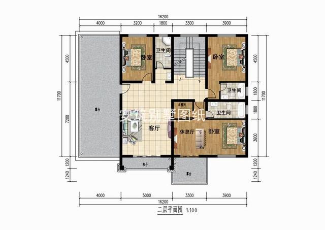 開間16.2米，進深11.7米二層小樓房設計，35萬能建好主體