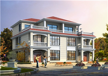 新款240平方米三層雙拼別墅設計圖，歐式兄弟雙拼圖片