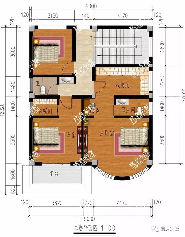 2棟外觀豪華的農村自建房設計方案圖，第一棟配地下室，第二棟帶架空層