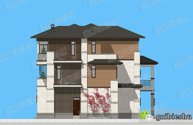 湖南婁底三層雙拼別墅效果圖及平面，外觀大氣