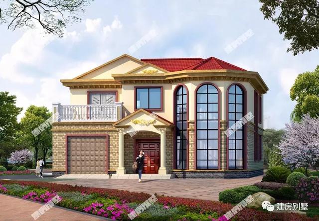 寬13米多的兩棟農村自建房，第一棟中式風格，第二棟配車庫