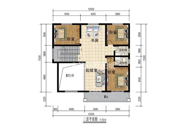 開間12.5米，進深11.1米農村3層樓房設計戶型，主體造價不到40萬