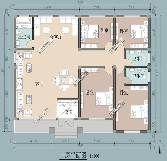 9套農村老百姓自建房子的戶型圖，一層、二層都有