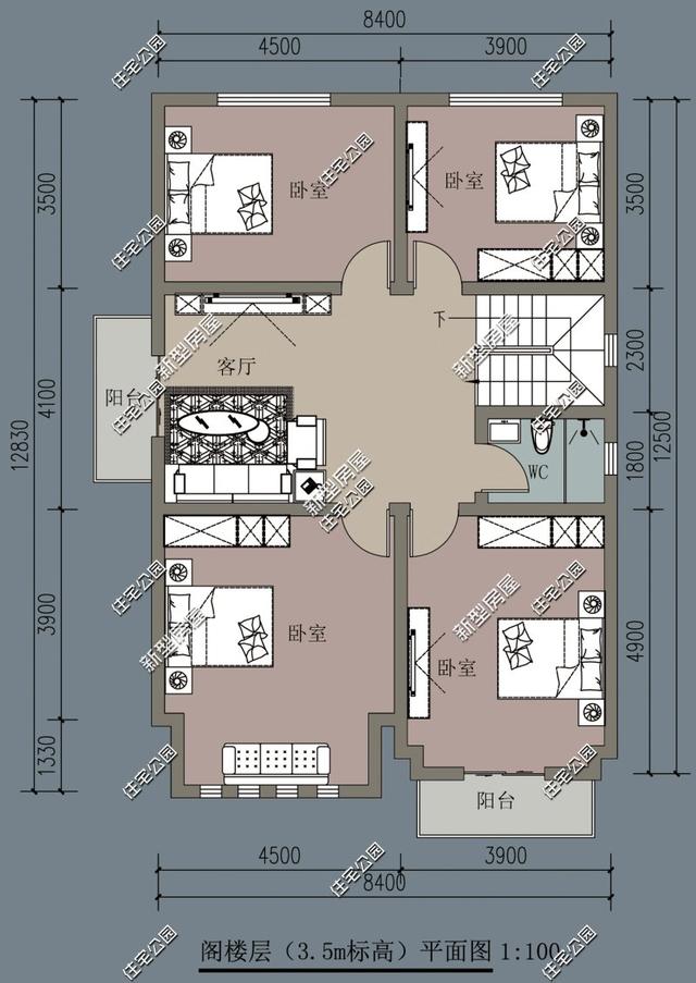 9套農村老百姓自建房子的戶型圖，一層、二層都有