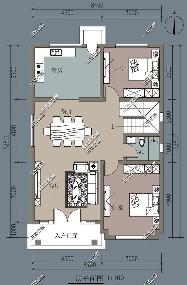 9套農村老百姓自建房子的戶型圖，一層、二層都有
