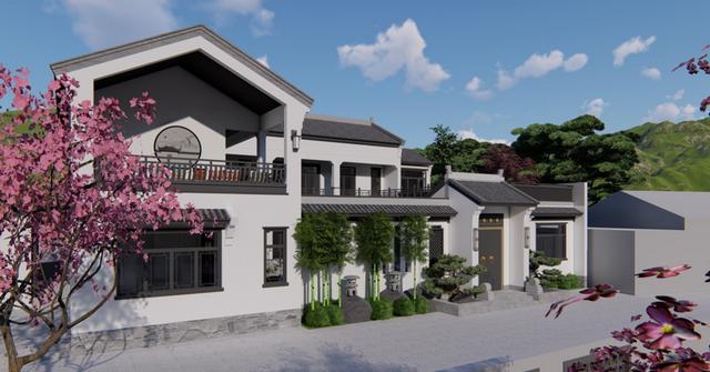 帶庭院的新中式二層農村民宿設計，建好鄰居都羨慕哭了