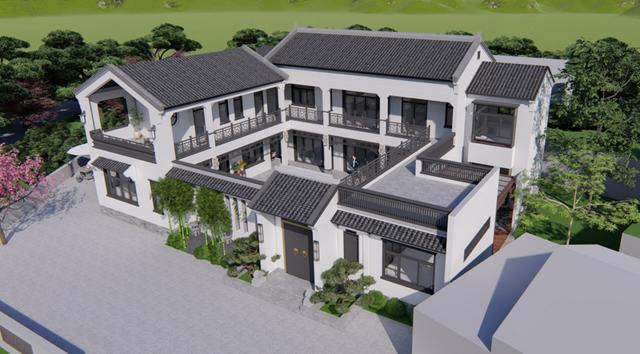 帶庭院的新中式二層農村民宿設計，建好鄰居都羨慕哭了