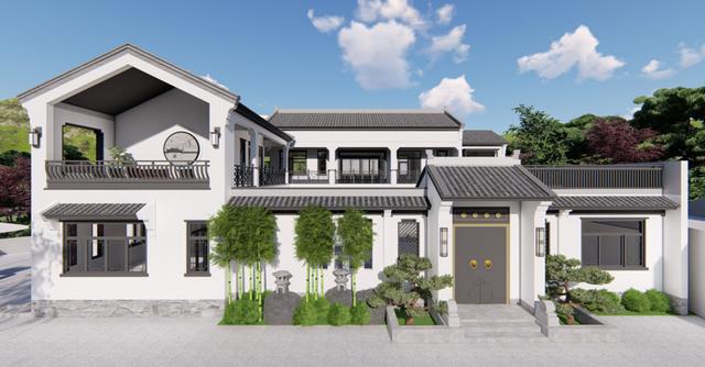 帶庭院的新中式二層農村民宿設計，建好鄰居都羨慕哭了