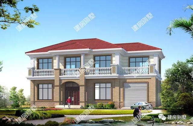 2棟帶車庫設計的農村房子方案圖，第一棟造價低