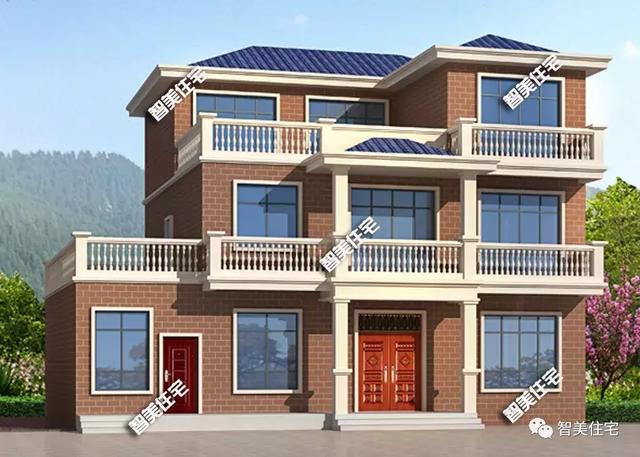 15.2×11.1米三層鄉村小樓房方案圖，簡單造型