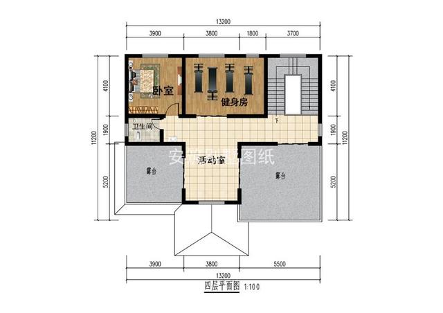 南北通透的4層復(fù)式別墅戶型圖，主體不到50萬