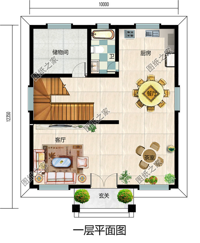 鄉村三層別墅CAD建筑設計圖，110平方米戶型，帶效果圖和全套施工圖